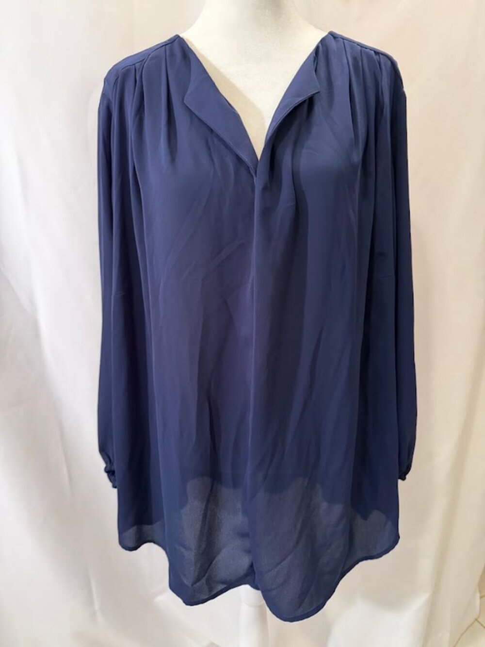 NWOT PLEIONE Navy Blue Color Long Sleeves Blouse (100% Polyester) - 2x